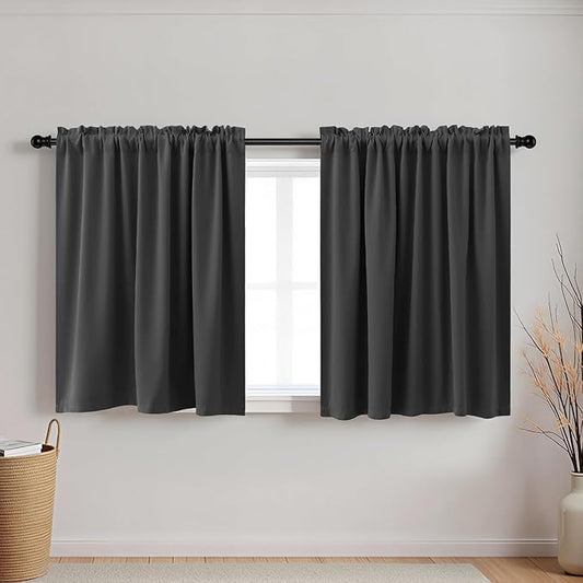 KOUFALL 30 Inch Small Curtains for Cabinet Bathroom Window,Blackout Cafe Curtains for Kitchen 24 x 30 in Length