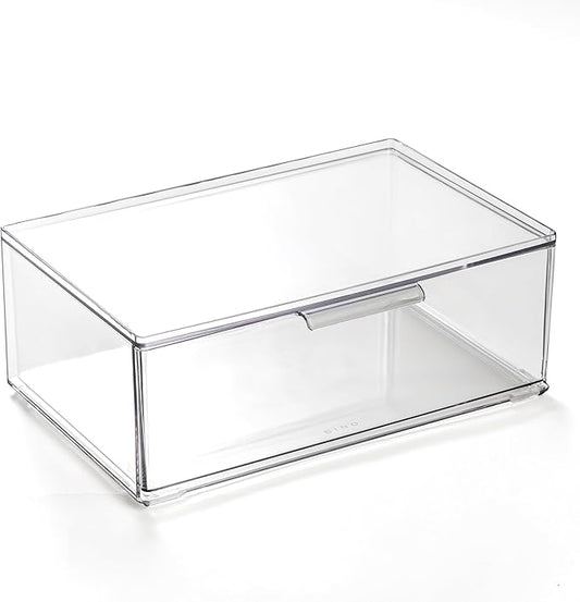 BINO | Clear Stackable Storage Drawers, Large | Clear Storage Drawers with Built-In Handles | Durable Plastic Organizer Drawer | Modular Stackable Drawer Acrylic Organizer