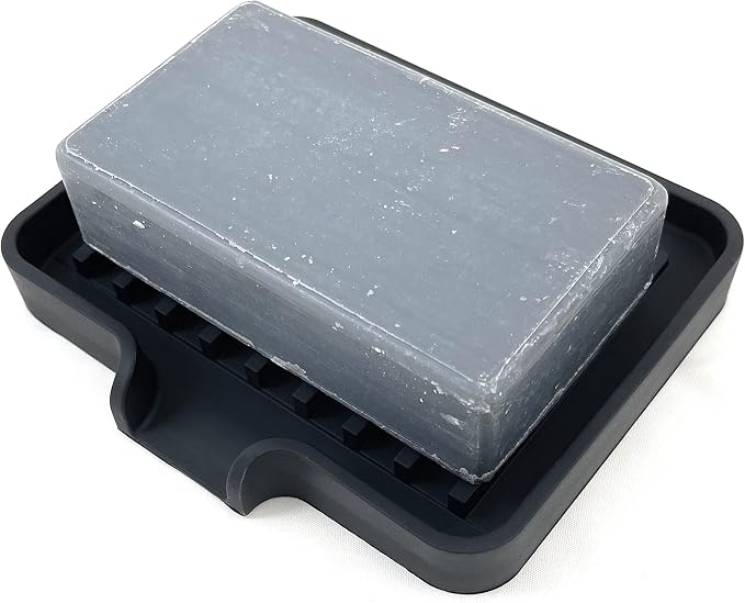 Silicone Soap Dish Tray and Sponge Holder with Drain Chute, Rectangular, Kitchen and Bathroom Sink Organizer (Vanilla Cream, 5.2"x4" (Set of 2), 7.2 Ounces)