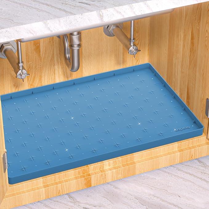 Sdpeia Under Sink Mat 34"×22" Waterproof Silicone Cabinet Liner & Sink Protector for Kitchen & Bathroom, Multi-Purpose Organizers Tray for Pets, Laundry, Cat Litter Mat