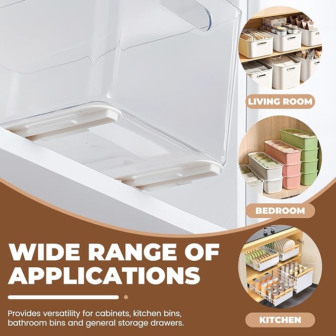 LELE LIFE Adhesive Pull Out Cabinet Drawer Sliders, Drawer Bin Organizer Sliding Rails Guides, No Drill DIY Basket Slides Bottom Mount for Shelf (8 Pack)