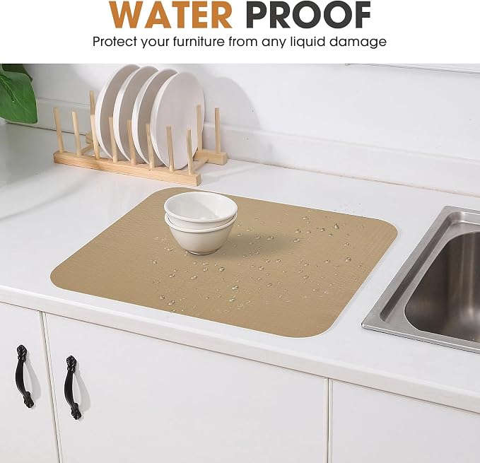 Drawer and Shelf Liner, Non-Slip Kitchen Cabinet Liners Non-Adhesive Thick Strong Grip Waterproof Washable Mats Protect Dresser Shelves Cupboard Bathroom Cabinets, Beige, 18 in X 30 FT