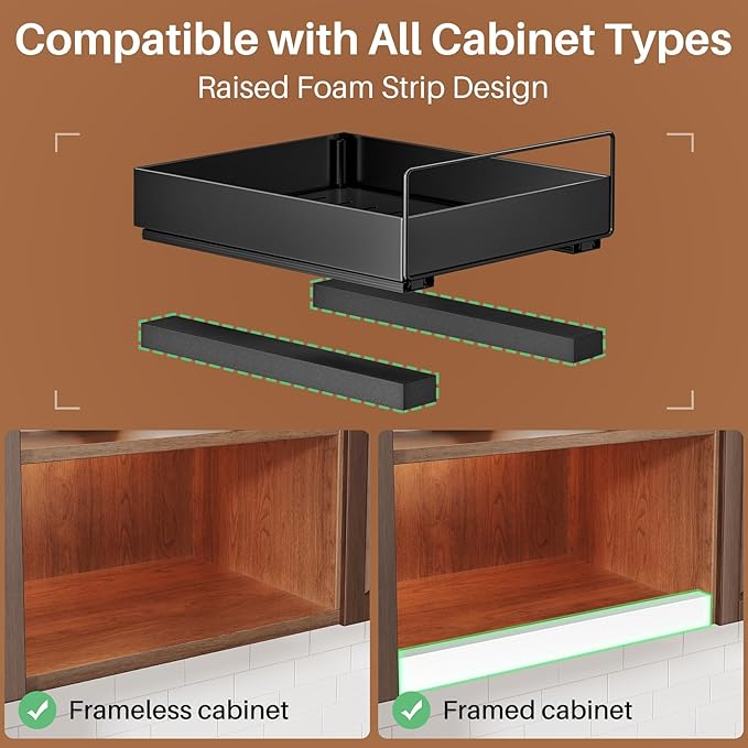 Pull Out Spice Rack Organizer for Large Upper Cabinet, Easy to Install, Drill-Free, Cabinet Requires- Clearance Height > 12 inch, Width>9 inch, Depth> 11 inch - (1 Pack), Dimensions 8.2"Wx10.2"Dx6.9"H