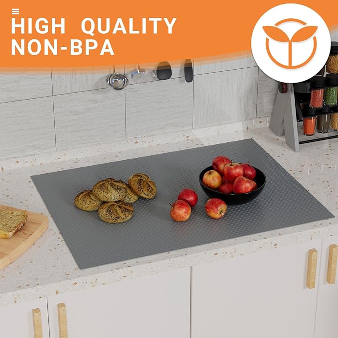 FLPMIX Cabinet Drawer Shelf Liner: 10" x 240" Waterproof Drawer Liners Dark-Grey - Easy to Cut Small Cupboard Shelf Liners for Pantry Shelving Closet