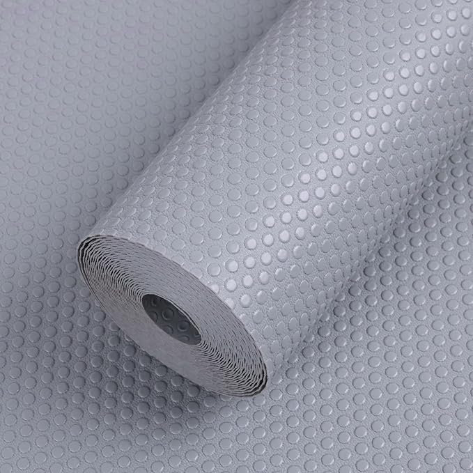 Cabinet Shelf Liner 17.7-inch Wide: Waterproof Kitchen Cabinet Liners Light Gray - 17.7 Inch x 300 Inch Non-Adhesive Easy to Cut Drawer Mat for Pantry Shelves