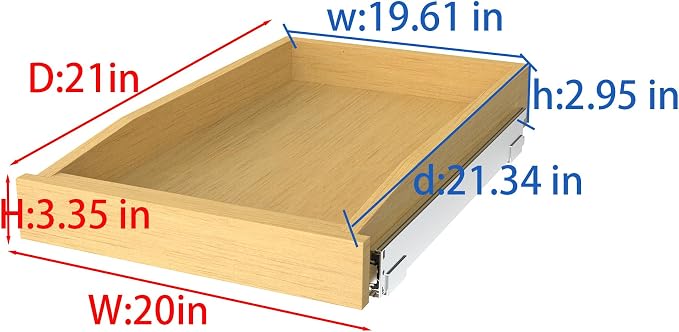 Wooden Pull out Cabinet Organizer 20" W x 21" D x 3.35" H, Heavy Duty Slide Out Drawers Pull-Out Home Organizers for Kitchen Cabinets