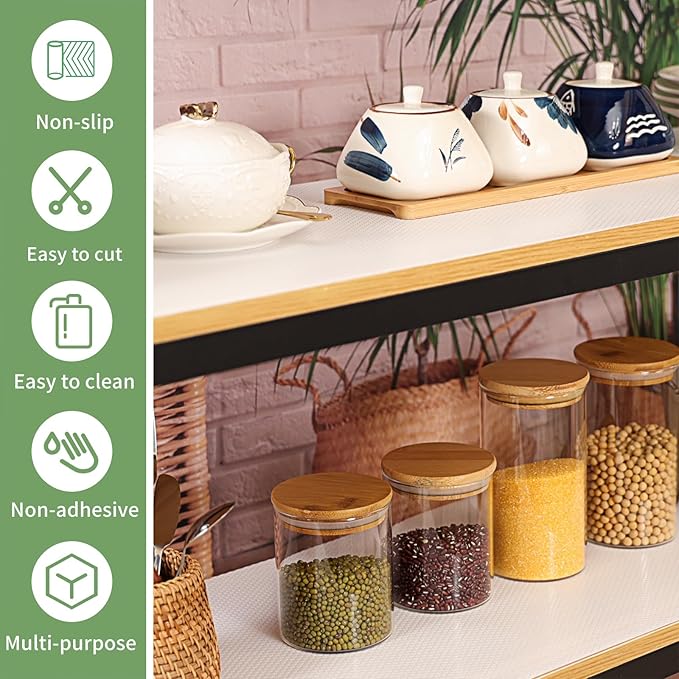 Shelf Liners 11 inch x 20 ft Kitchen Cabinets Liner Non-Stick Drawer Liners Drawer Mats EVA Protector Shelving Cupboard Lining (White, 11 inch x 20 ft)