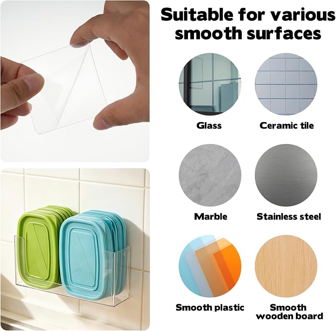 Rainmae 2 Pack Cabinet Door Organizer, Lid Organizer Inside Cabinet Wall Mounted Plastic Storage Box Stackable Under Sink Lunchbox Lid Container for Kitchen Bathroom Office Organization