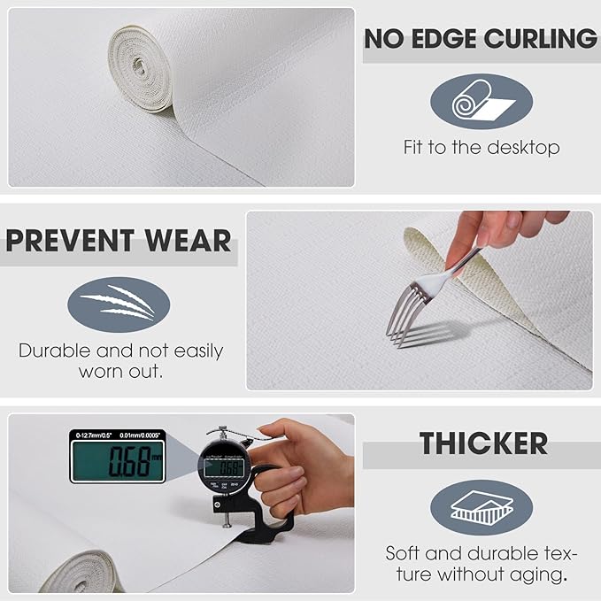 Drawer and Shelf Liner, Non-Slip Kitchen Cabinet Liners Non-Adhesive Thick Strong Grip Waterproof Washable Mats Protect Dresser Shelves Cupboard Bathroom Cabinets, White, 20 in X 30 FT