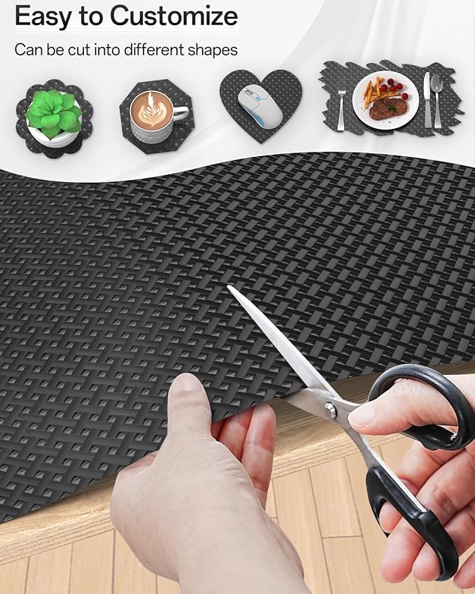 Shelf and Drawer Liner for Kitchen Cabinet, Non-Adhesive 18in x 240in Waterproof Contact Paper Refrigerator Liners Thickened Durable EVA Material Non Slip Mat for Dresser Cupboard Pantry Protector