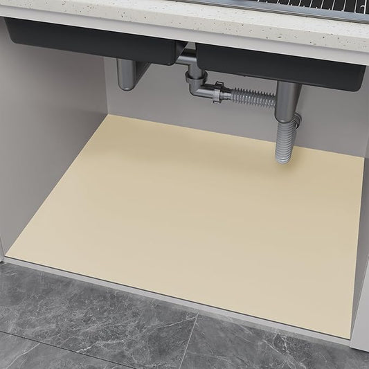 Under Sink Mats-31" x 20" (Cut-to-Fit) Absorbent Shelf Liner for Kitchen&Bathroom Cabinets | Non-Slip, Quick-Dry Cabinet Liner for Under Sink, Vanity & Utility Storage (Beige,31''x20'')