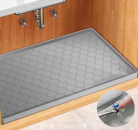 Winisok Silicone Under Sink Mat 37" x 22", Kitchen Essentials and Gadgets, Shelf Liner and Cabinet Protector, Home Organizers and Storage, Waterproof Bathroom Tray