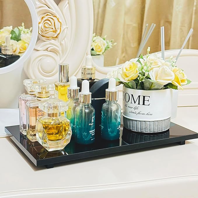 Acrylic Soap Pedestal Stand Sink Tray for Kitchen Bathroom Counter, Black