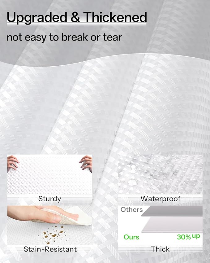 Shelf and Drawer Liner for Kitchen Cabinet, Non-Adhesive 18in x 360in Waterproof Contact Paper Refrigerator Liners Thickened Durable EVA Material Non Slip Mat for Dresser Cupboard Pantry Protector