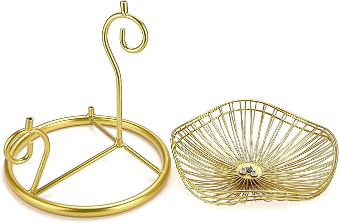 OwnMy 3-Tier Fruit Basket Stand Decorative Iron Fruit Bowl, Metal Wire Fruit Holder Storage Trays Table Countertop Holder for Vegetables Bread Snack, Modern Fruit Bowls for Kitchen Home Use