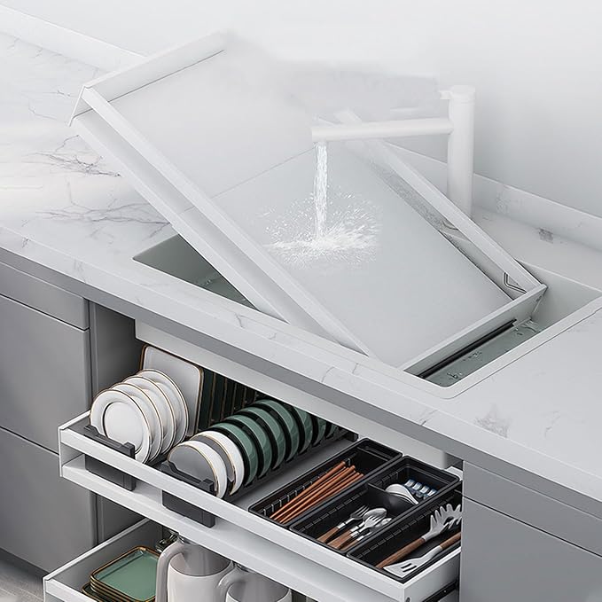 Upgraded version Pull Out Cabinet Organizer, Kitchen Sliding Shelf Under Sink Shelf, No Need Drill, kitchen cabinets, Expandable Drawer Shelves, Telescopic range 47~82cm (42cmX47-82X7cm)