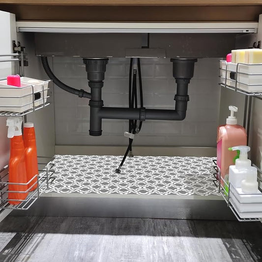 Under The Sink Mat, 24 X 36 in, Durable Premium Mats Protect Kitchen and Bathroom Cabinets (Grey2)