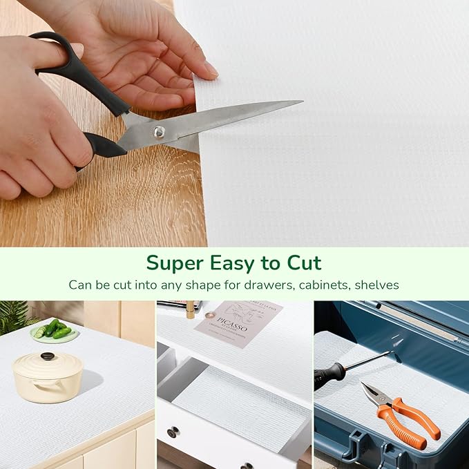 Practical White Shelf Liners for Kitchen Cabinets 18" x30FT, Non-Adhesive Drawer Liner, Non-Slip Strong Grip Cabinet Liner Thickened Mats Waterproof Shelf Paper for Countertop, Cupboard, Dressers