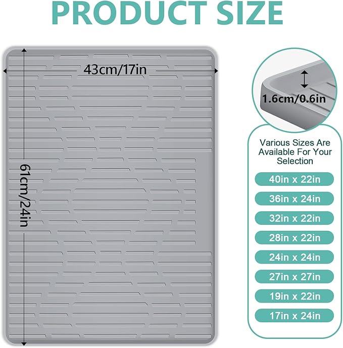 24" x 17" Under Sink Mat for Kitchen Lanstics Under Sink Organizer Waterproof Raised Edge Silicone Mat Sink Protector Silicone Organizers Tray for Kitchen Bathroom