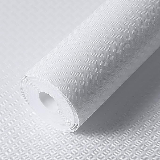 Shelf Liners for Kitchen Cabinets Refrigerator Liners Waterproof & Oil-Proof Kitchen Cupboard Liner Non-Slip Drawer Mats EVA Material Non Adhesive Fridge Liner for Shelves -White 17.5 x 393.7 Inches