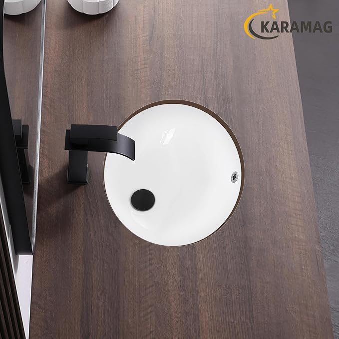 18.4 Inch Undermount Bathroom Sink Oval Undermount Sink White Ceramic Under Counter Bathroom Sinks with Overflow (18.4"x15")