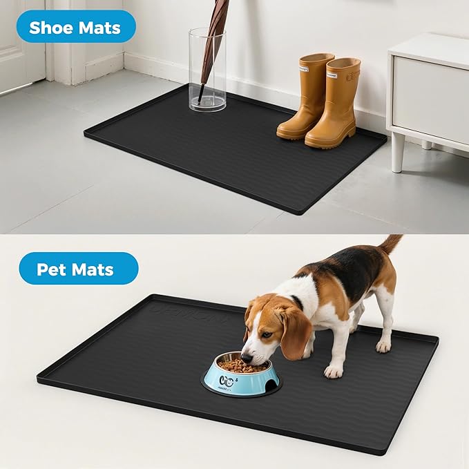 URMONA 37'' x 22'' Waterproof Silicone Under Sink Mat Cabinet and Counter Protector, Shelf Liner for Kitchen and Bathroom, Storage and Organizers, Litter Mat, Pet Cat Puppy Essentials（Charcoal）