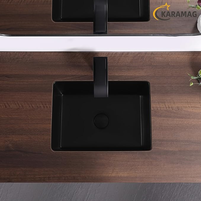 18 Inch Matte Black Undermount Bathroom Sink Small Rectangle Undermount Sink Black Under Counter Bathroom Sinks with Overflow (18-1/2"x14")