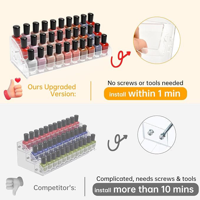 Nimiah 5-Tiers Nail Polish Hoder - Clear Acrylic Display Rack for Nail Organizers and Storage Vanity Display Stand for Eyeglass Makeup and Eyeshadow Palettes
