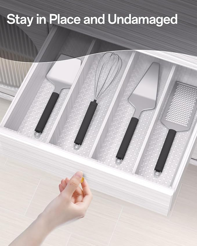 Shelf and Drawer Liner for Kitchen Cabinet, Non-Adhesive 24in x 360in Waterproof Contact Paper Refrigerator Liners Thickened Durable EVA Material Non Slip Mat for Dresser Cupboard Pantry Protector