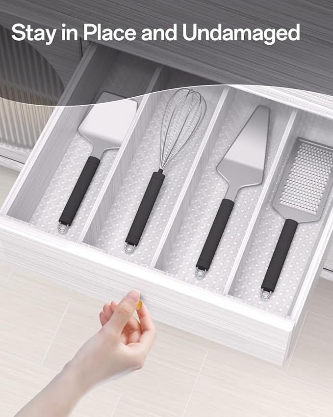 Shelf and Drawer Liner for Kitchen Cabinet, Non-Adhesive 18in x 360in Waterproof Contact Paper Refrigerator Liners Thickened Durable EVA Material Non Slip Mat for Dresser Cupboard Pantry Protector