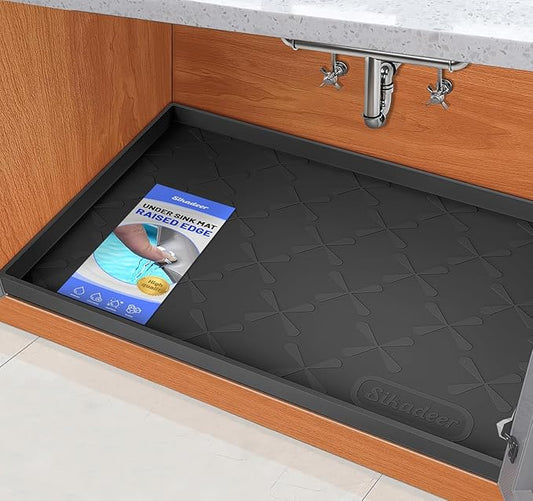 SIKADEER 22" x 22" Under Sink Mat Waterproof, Silicone Mat Kitchen Drawer Shelf and Cabinet Liner, Sink Protector for Kitchen Organizers and Storage, Boot Tray Pet Food Mats