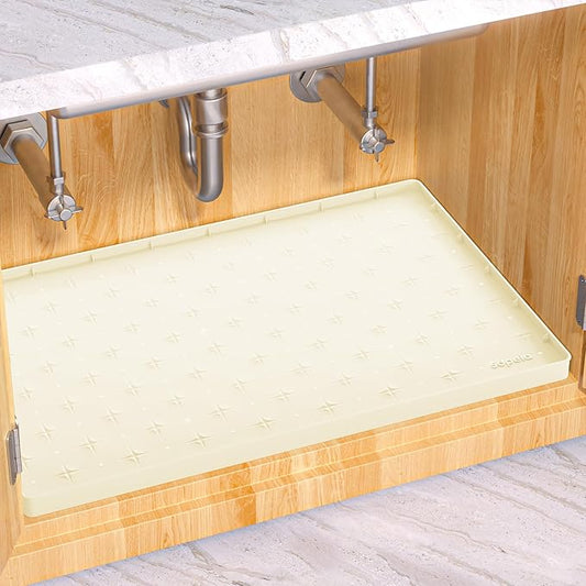 Sdpeia Under Sink Mat 22"×19" Waterproof Silicone Cabinet Liner & Sink Protector for Kitchen & Bathroom, Multi-Purpose Organizers Tray for Pets, Laundry, Cat Litter Mat