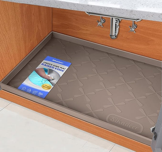 SIKADEER Under Sink Mat Waterproof 34" x 19", Silicone Mat Kitchen Drawer Shelf and Cabinet Liner, Sink Protector for Kitchen Organizers and Storage, Boot Tray Pet Food Mats