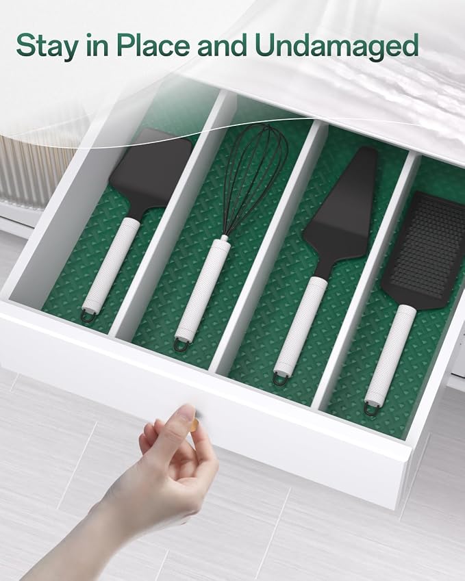 Shelf and Drawer Liner for Kitchen Cabinet, Non-Adhesive 24in x 240in Waterproof Contact Paper Refrigerator Liners Thickened Durable EVA Material Non Slip Mat for Dresser Cupboard Pantry Protector