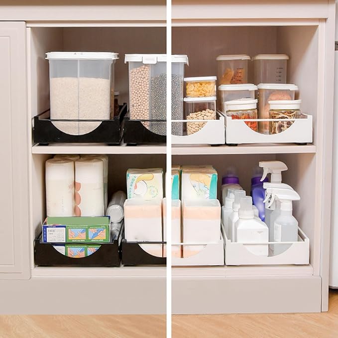 Pull Out Cabinet Organizer Smooth Sliding Silent Pantry Shelves Bathroom Wardrobe (L)