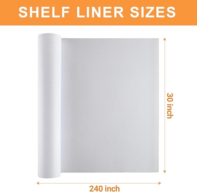 FLPMIX Shelf Liner 30 inch Wide - Large Waterproof Under Sink Mat 30 X 240 Inch White - Easy to Cut Cabinets Liners for Kitchens Cupboard Drawer