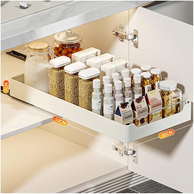 Pull Out Drawers for Cabinets Kitchen Organizer Expandable Drawer Pull Out Cabinet Organizer Pull Out Drawer for Adhesive Kitchen Cabinet Organizer No Drilling and Nailing Required