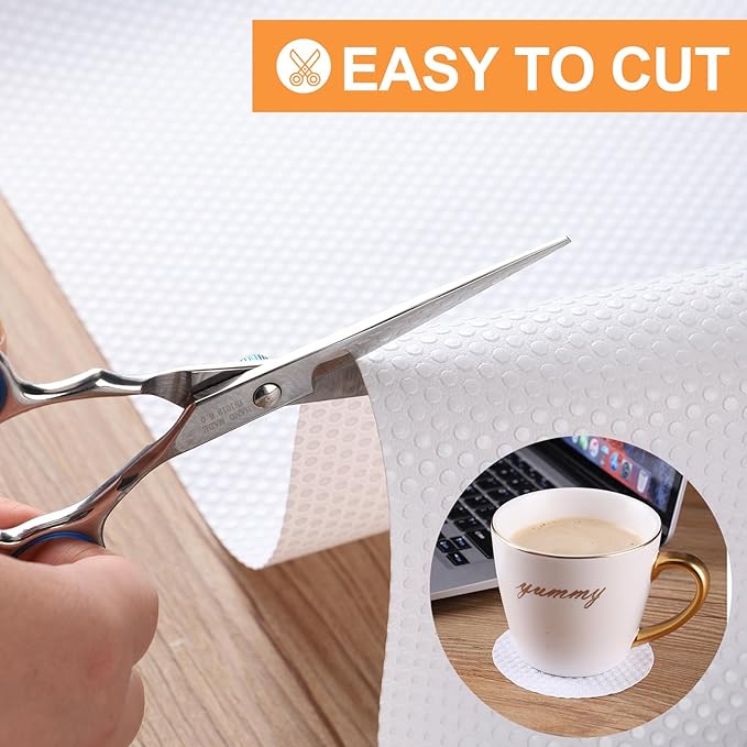FLPMIX White Shelf Liner for Kitchen Cabinets 12 inch Wide - Easy to Cut Drawer Mat 12" x 120 Inch - Waterproof Non-Adhesive Pantry Cabinet Liner
