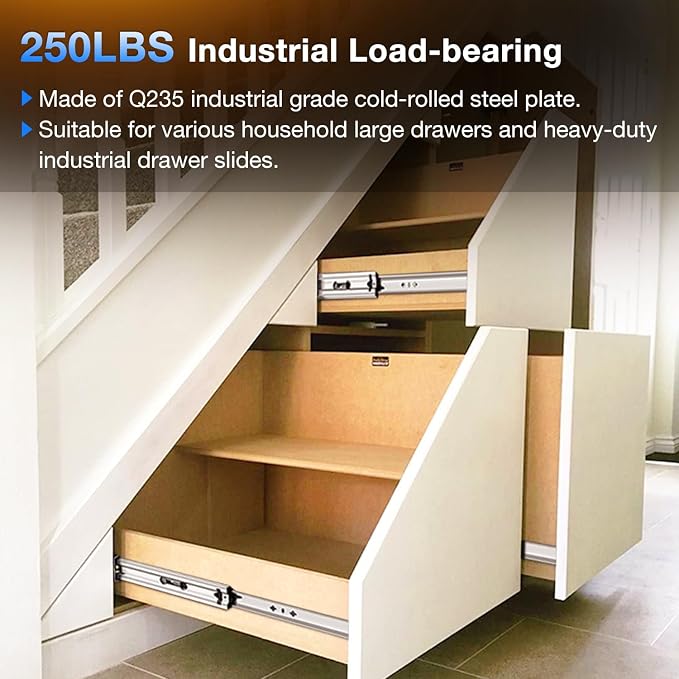 Heavy Duty Drawer Slides Full Extension Runners 12 14 16 18 20 22 24 26 28 30 32 34 36 38 40 Inch Side Mount Rails for Drawer Capacity 187 lb 1 Pair