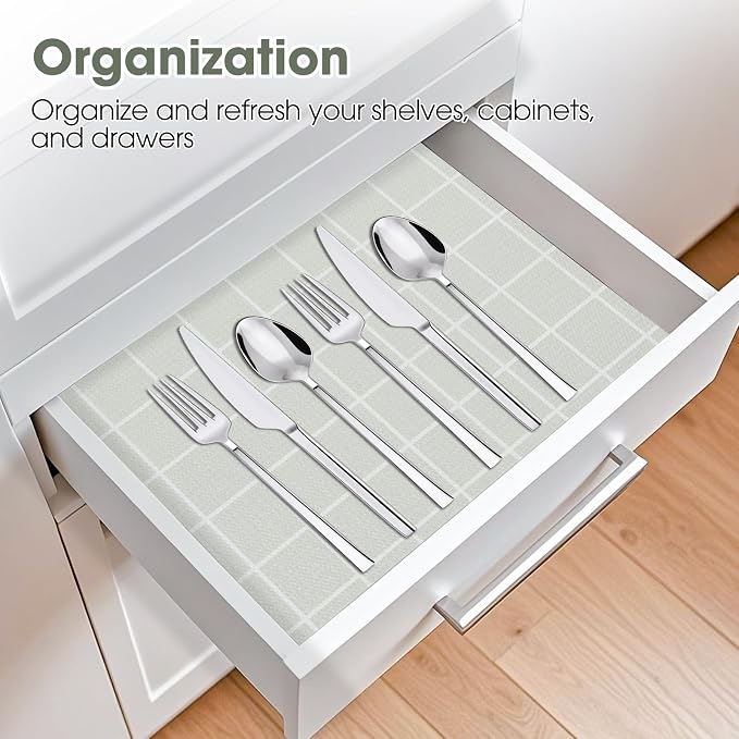 Drawer and Shelf Liner, Non-Slip Kitchen Cabinet Liners Non-Adhesive Thick Strong Grip Waterproof Washable Mats Protect Dresser Shelves Cupboard Bathroom Cabinets, Light Green, 18 in X 10 FT