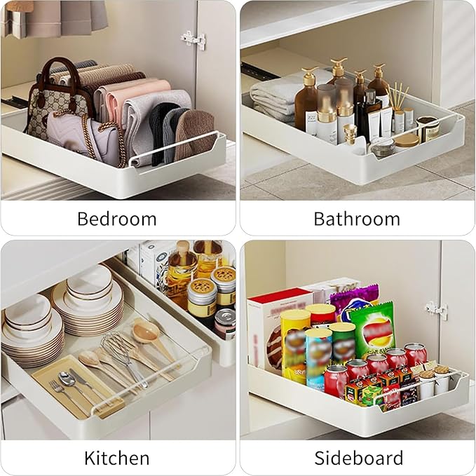 Pull Out Drawers for Cabinets Kitchen Organizer Expandable Drawer Pull Out Cabinet Organizer Pull Out Drawer for Adhesive Kitchen Cabinet Organizer No Drilling and Nailing Required