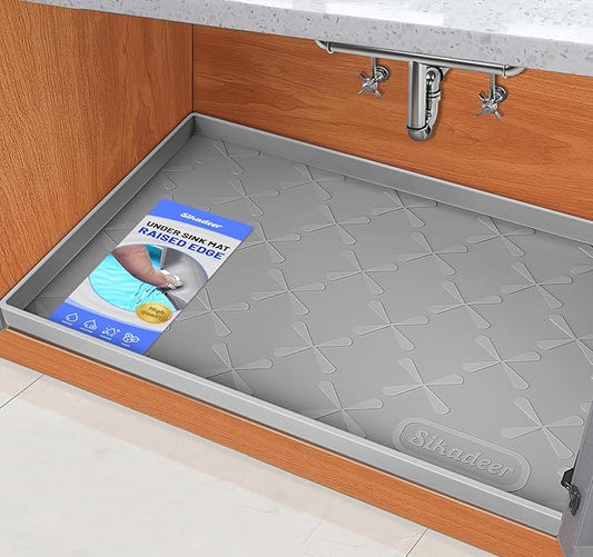 SIKADEER Under Sink Mat Waterproof 34" x 19", Silicone Mat Kitchen Drawer Shelf and Cabinet Liner, Sink Protector for Kitchen Organizers and Storage, Boot Tray Pet Food Mats