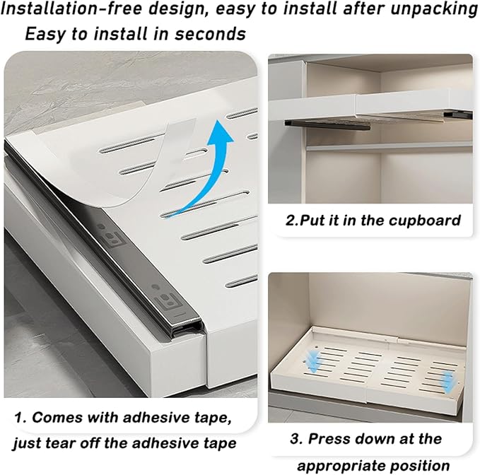 Expandable Drawer Orga PullOut Kitchen Storage Solution Adjustable No Drill Design for Cabinets ng Drawer System，32-48cm X 42cm X 7cm-1PCS，32-48cm X 42cm X 7cm-1PCS