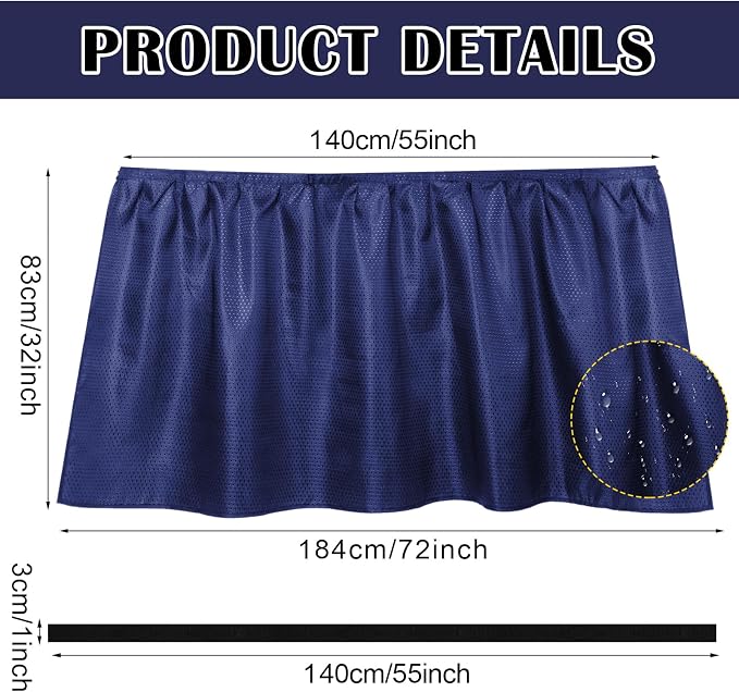 Fabric Sink Skirt Diamond Bathroom Stitch Self Stick Adhesive Waterproof Fabric Under Sink Curtain Skirt 55 x 32 Inch Adds Bathroom Storage(Dark Blue,Fashion Style)