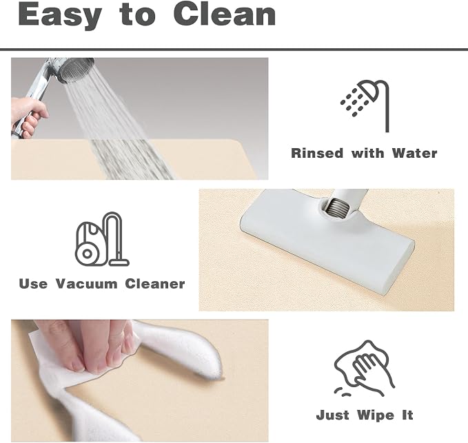 TYUU Bathroom Mat Quick Dry, Bathroom Rugs Non Slip Washable Thin Absorbent Bath Mat Fits Under Door Bathroom Floor Mat Perfect for Bath, Shower, or Sink 24"x48" Beige