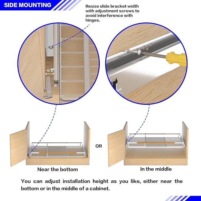Pull Out Drawer Cabinet Organizer, Expandable Slide Out Storage Shelves - Heavy Duty, Durable and Smooth Slide-Out, 23" x 40" Wide x 22.5" Deep, 2 Pack