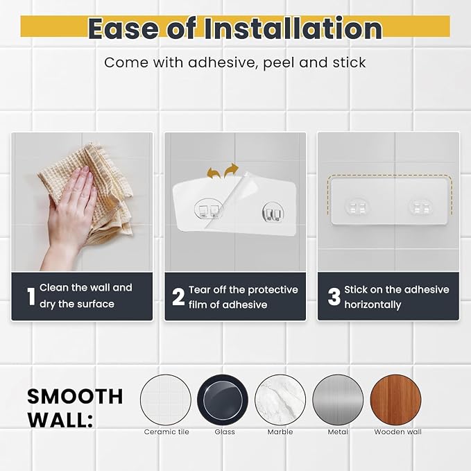 OMAIRA 3-Pack Shower Caddy with Soap Holder, Adhesive Rustproof No-drill Strudy Loading Inside Shower Organizer Shelves Rack Storage Bathroom Organization for Smooth Wall Glass Tile, White (Large)