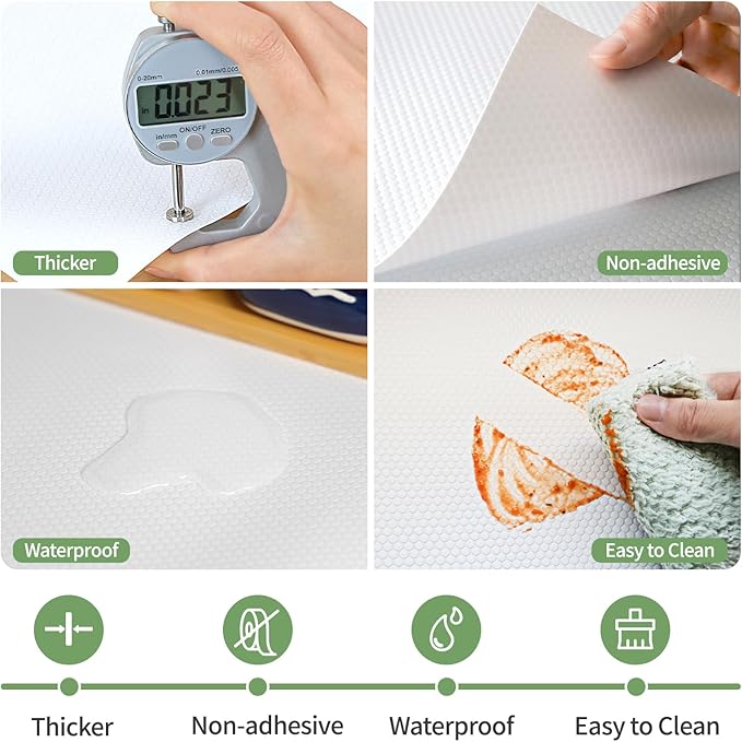 Shelf Liners 11 inch x 20 ft Kitchen Cabinets Liner Non-Stick Drawer Liners Drawer Mats EVA Protector Shelving Cupboard Lining (White, 11 inch x 20 ft)