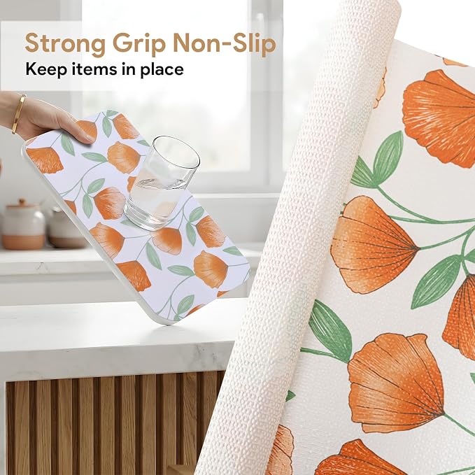Shelf and Drawer Liner for Kitchen Cabinets 10Rolls*17.7'' X 96'' Non Adhesive Shelf Paper Strong Grip Anti Slip Cabinet Liners for Shelves, Oil-Proof Waterproof Cupboard Liner
