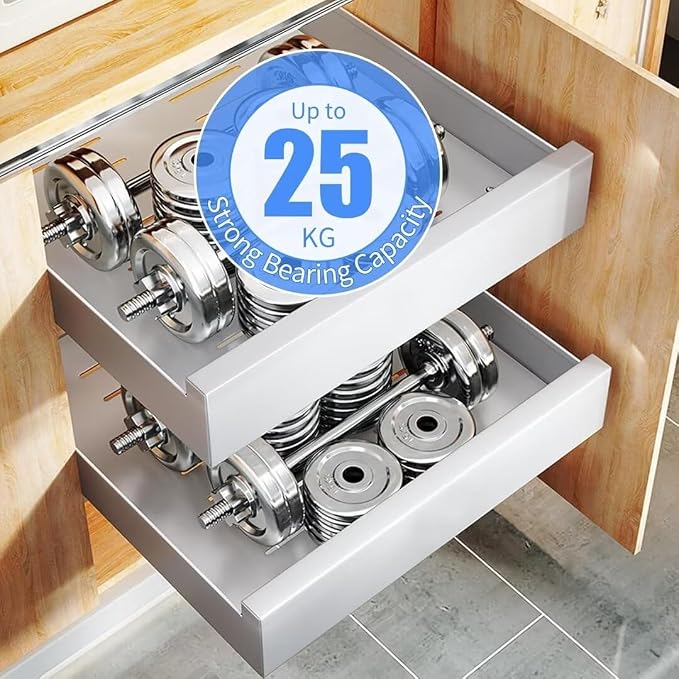 Pull Out Cabinet Slide Out Kitchen Storage Shelf No Drill Pullout Drawers Kitchen Cupboard Space Saving Pull Out Shelves for Home Living Room & Pantry，Black 30cm